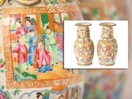 Pair of Cantonese Vases