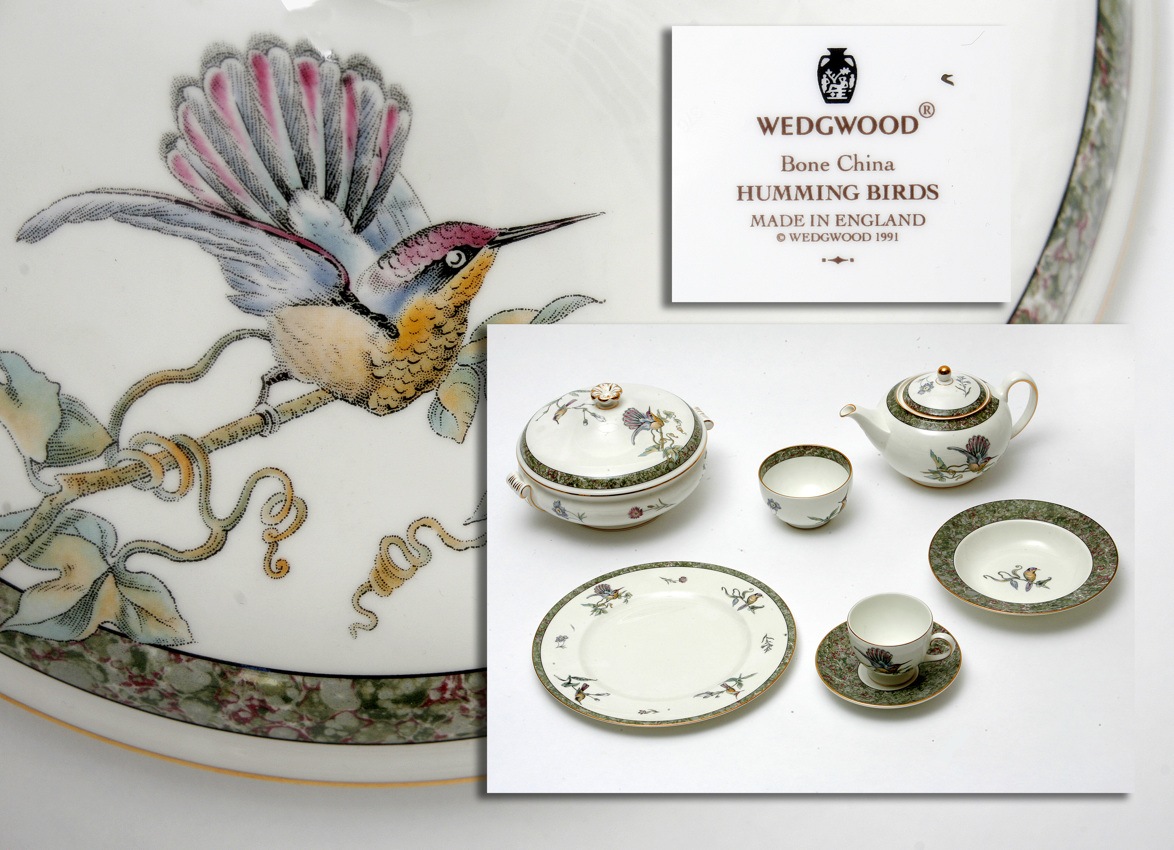 Wedgwood Humming Bird Pattern Part Dinner Service. – Ibbett Mosely 