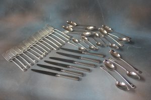 A George VI/Queen Elizabeth II Silver Part Suite of Table Cutlery. A George VI/Queen Elizabeth II Silver Part Suite of Table Cutlery.