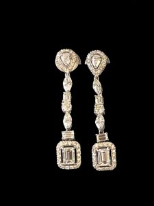 A Pair of 18ct White Gold Drop Ear-rings. A Pair of 18ct White Gold Drop Ear-rings.