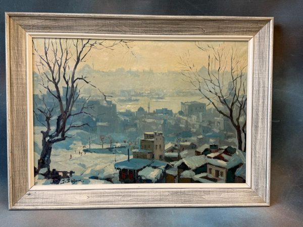 Ibrahim Safi (1898 - 1983) - View Over A City, Possibly Istanbul. Ibrahim Safi (1898 – 1983) – View Over A City, Possibly Istanbul.
