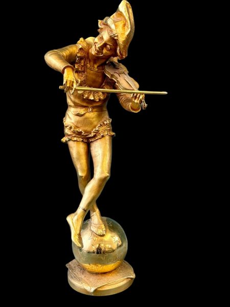 Jules Weyns (1849-1925) - Gilt Bronze Figure of Violinist. Jules Weyns (1849-1925) – Gilt Bronze Figure of Violinist.