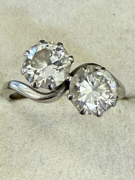 A Platinum Two Stone Diamond Dress Ring.